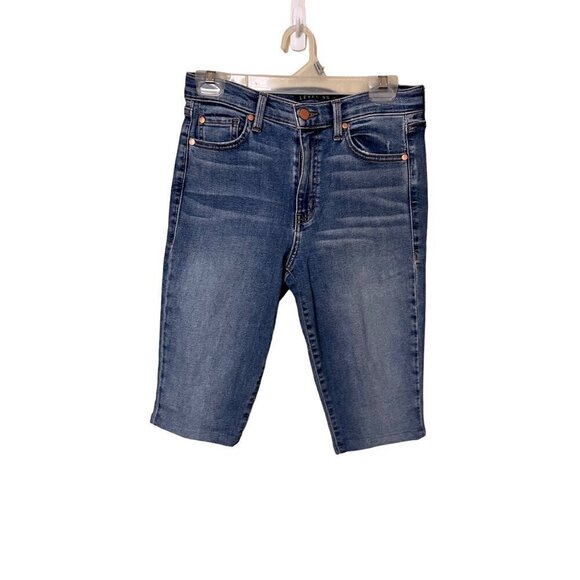 Anthropologie Level 99‎ Womens Blue Denim Bermuda Shorts Size 4/27 - Picture 1 of 14